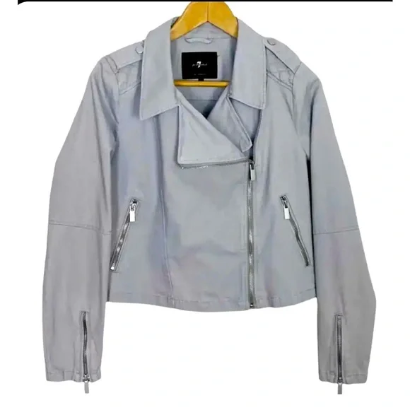 7 for all mankind 100% cotton moto jacket L - Picture 1 of 7